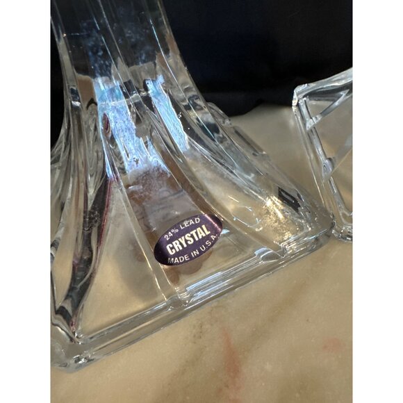 Delomb Toscany Pair Of Elegant 24% Lead Crystal Candlesticks - 10" Tall Made In - Picture 2 of 7